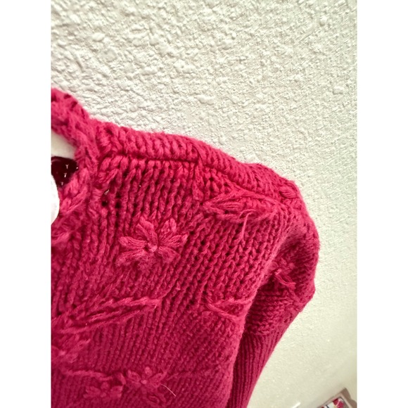 Cape Isle Knitters Hand Embroidered Floral 3D Knit Sweater Womens Small Pink VTG - Picture 5 of 7